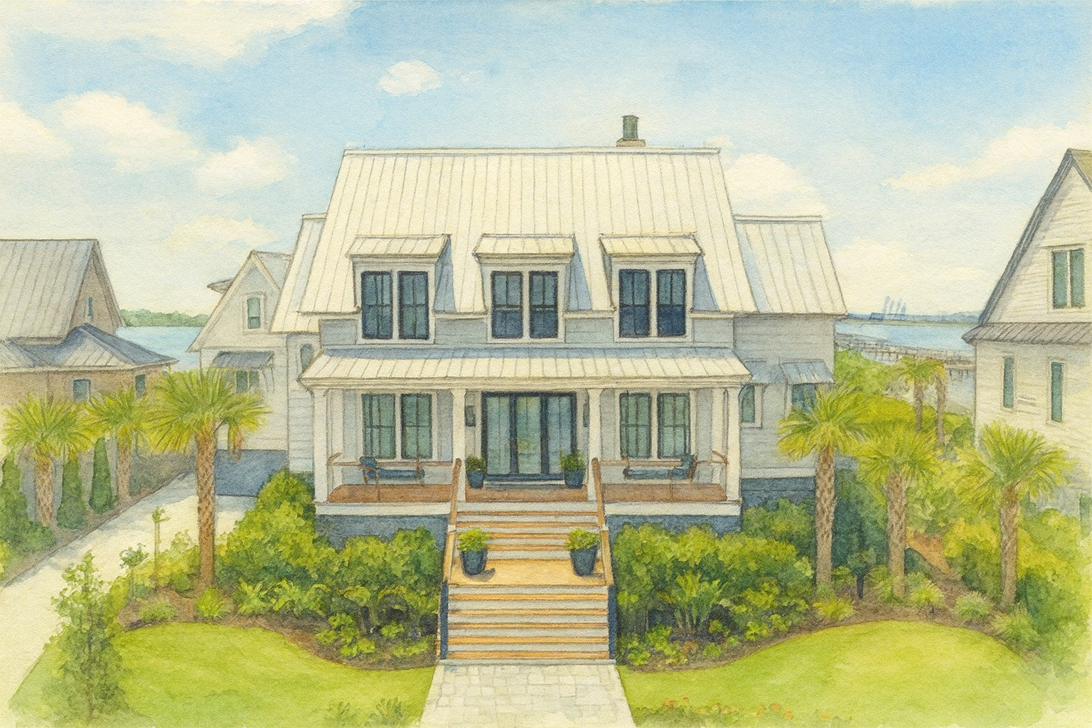 Custom Home Illustration - Watercolor Portrait