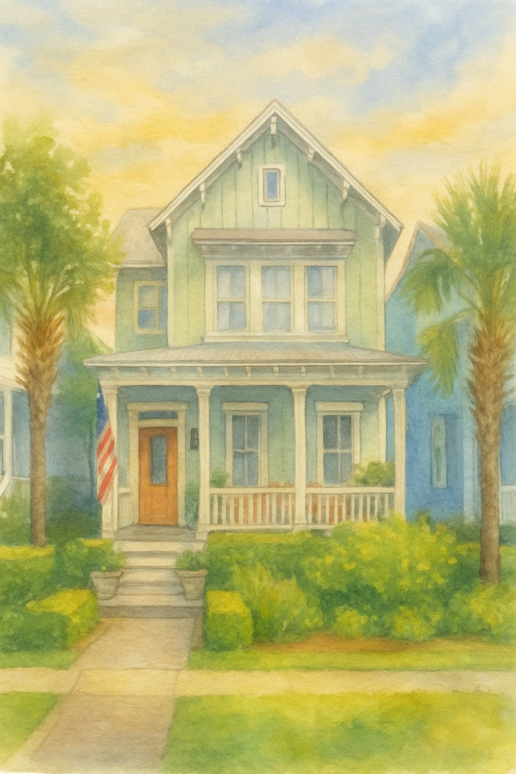 Custom Home Illustration - Watercolor Portrait