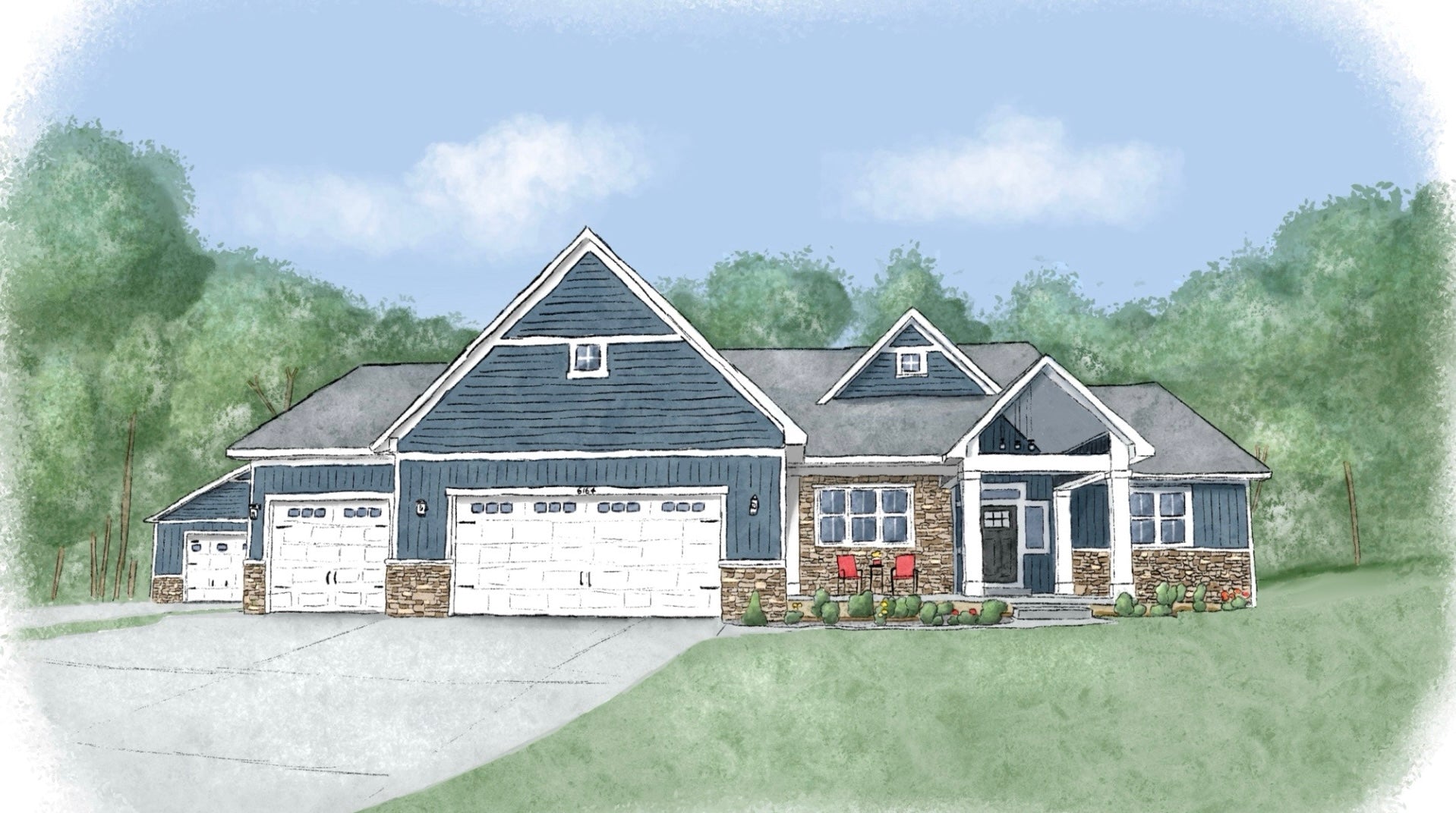 Custom Home Illustration - Watercolor Portrait